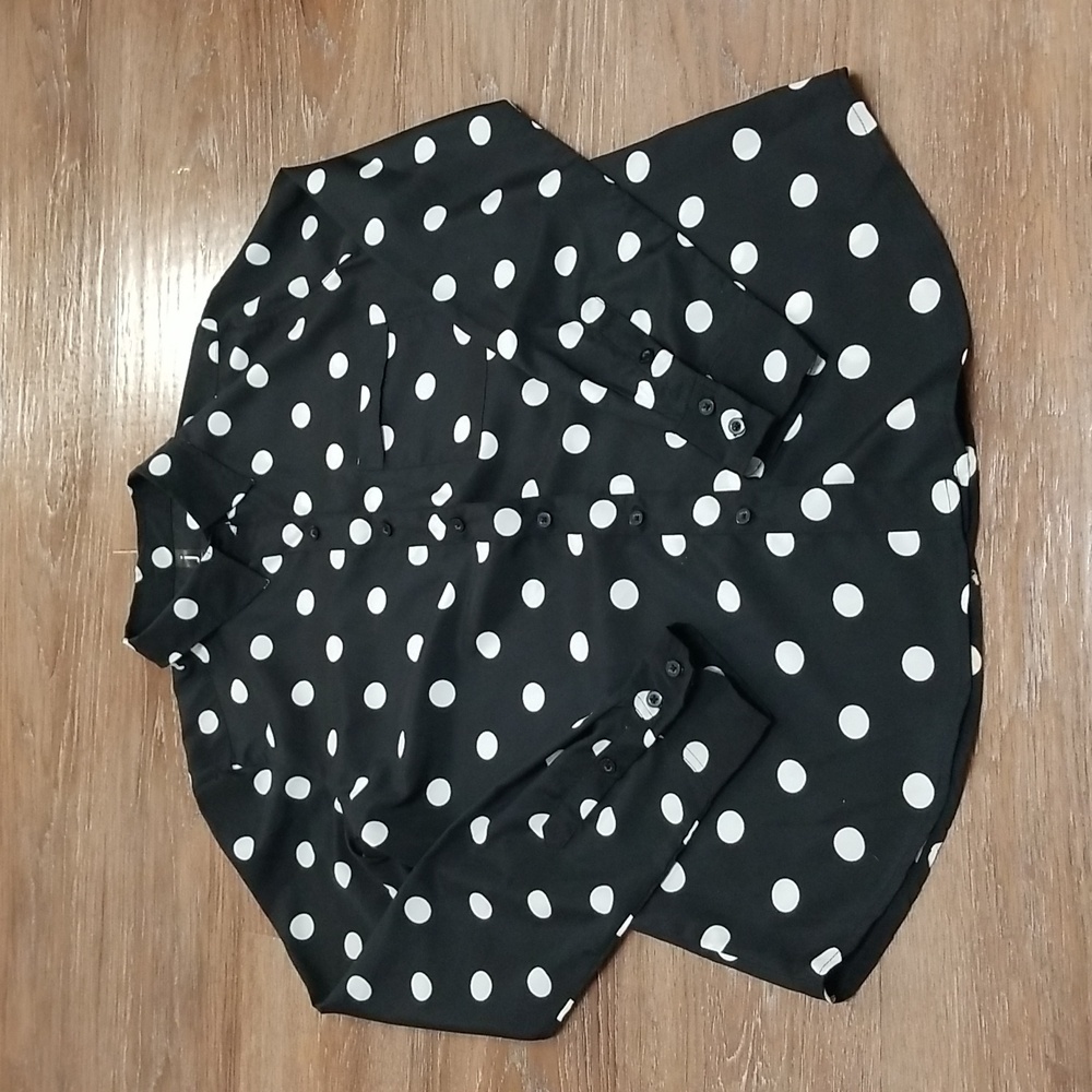 (8) J by Jess Polka Dot Print Blouse Business Casual Bold Academia Office Classy